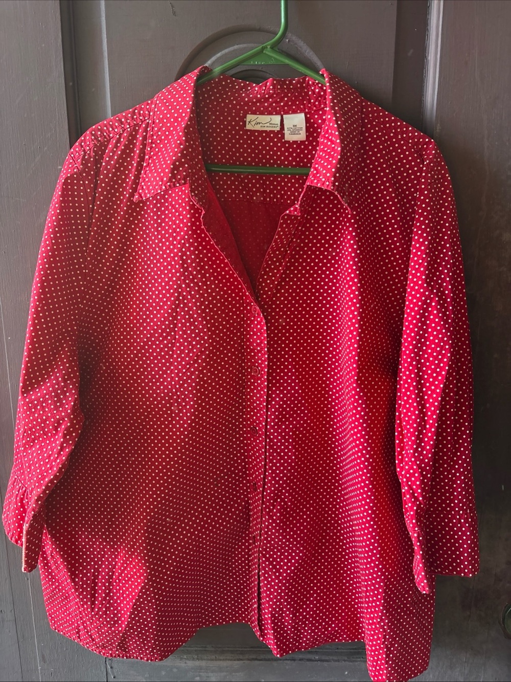Kim Rogers Red Polka Dot Button-Down Shirt